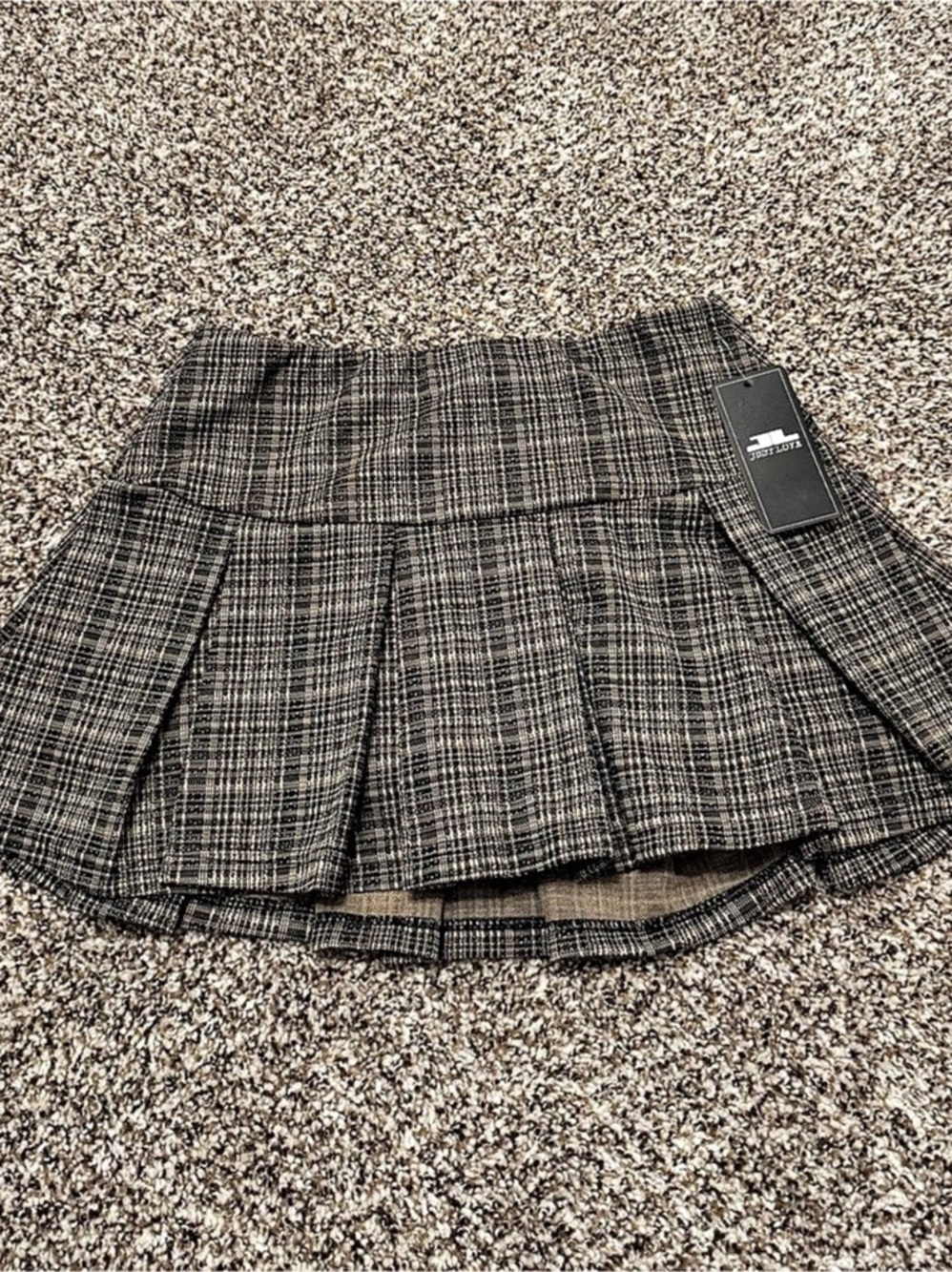 Just Love Plaid Fall Pleated Mini Skort in Black & Brown NWT